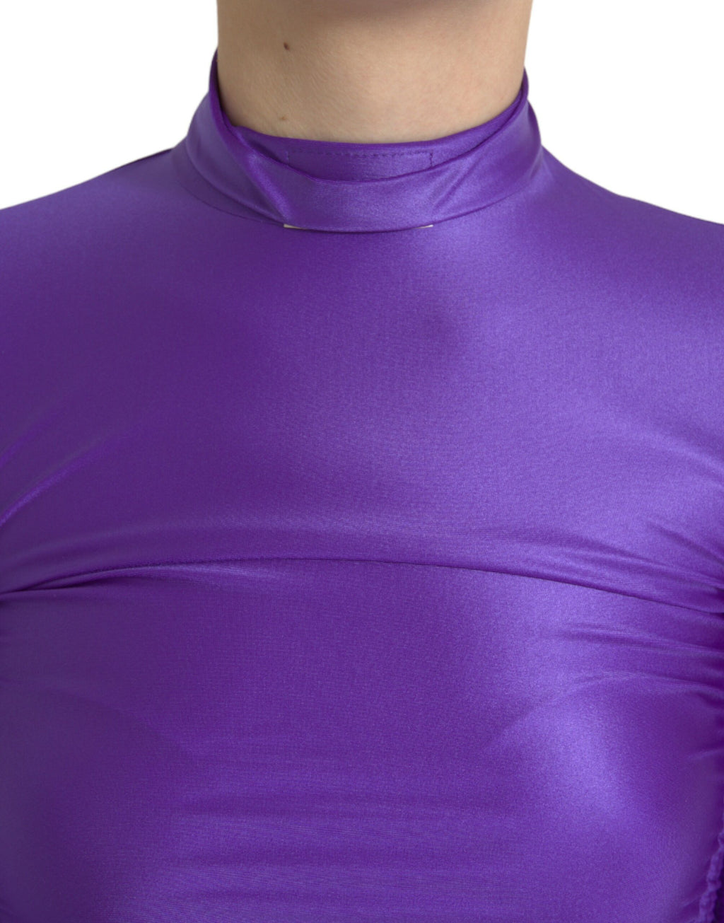 Haut en nylon extensible violet à manches longues Slim Dolce & Gabbana, style élégant et ajusté.