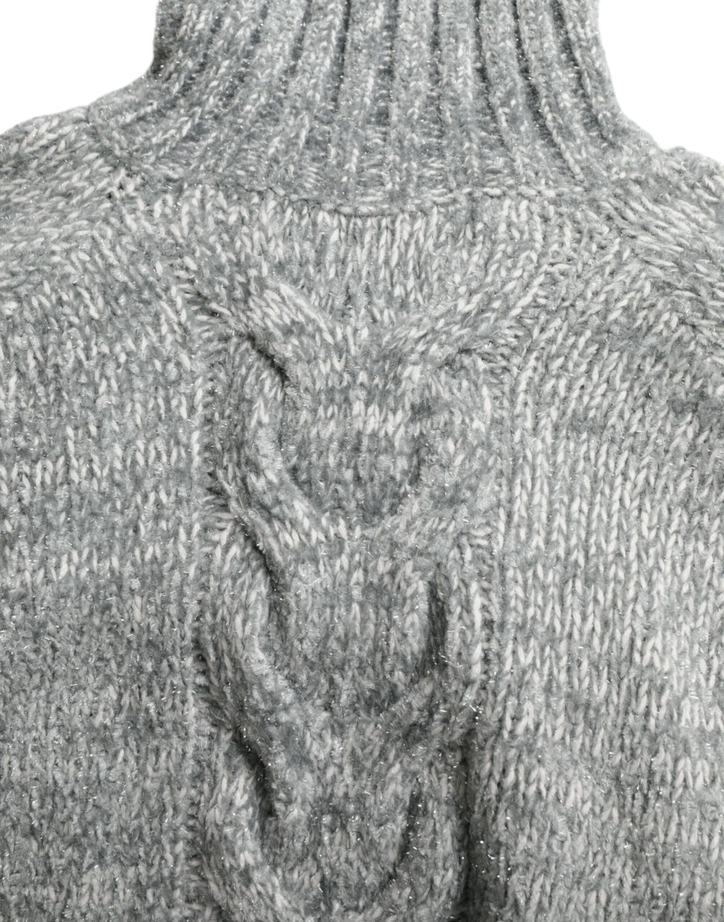 Pull en cachemire gris Dolce & Gabbana à col roulé, vue de face, doux et élégant, parfait pour un style sophistiqué.