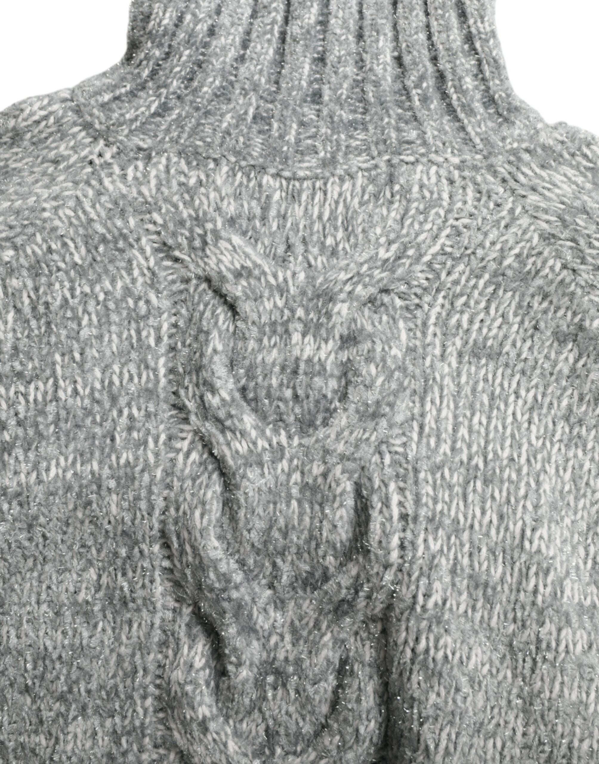 Pull en cachemire gris Dolce & Gabbana à col roulé, vue de face, doux et élégant, parfait pour un style sophistiqué.