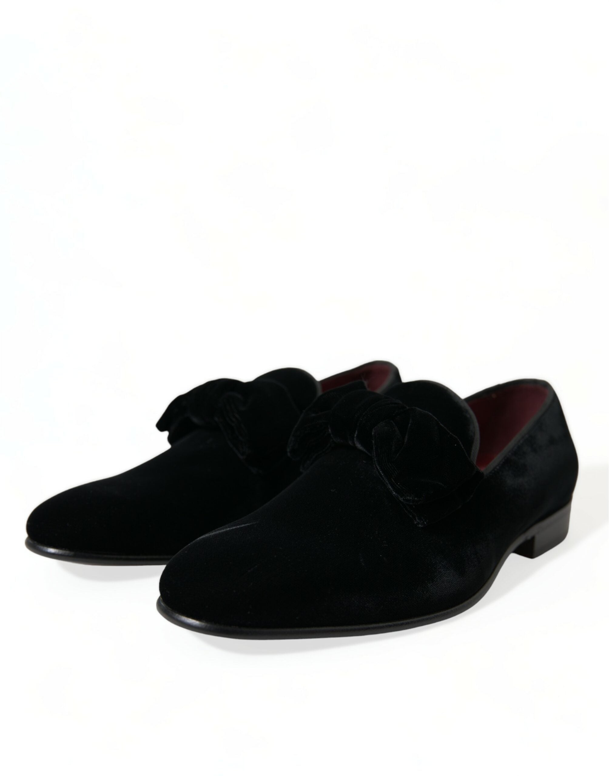 Chaussures formelles en velours noir Dolce & Gabbana, mocassins élégants pour homme.