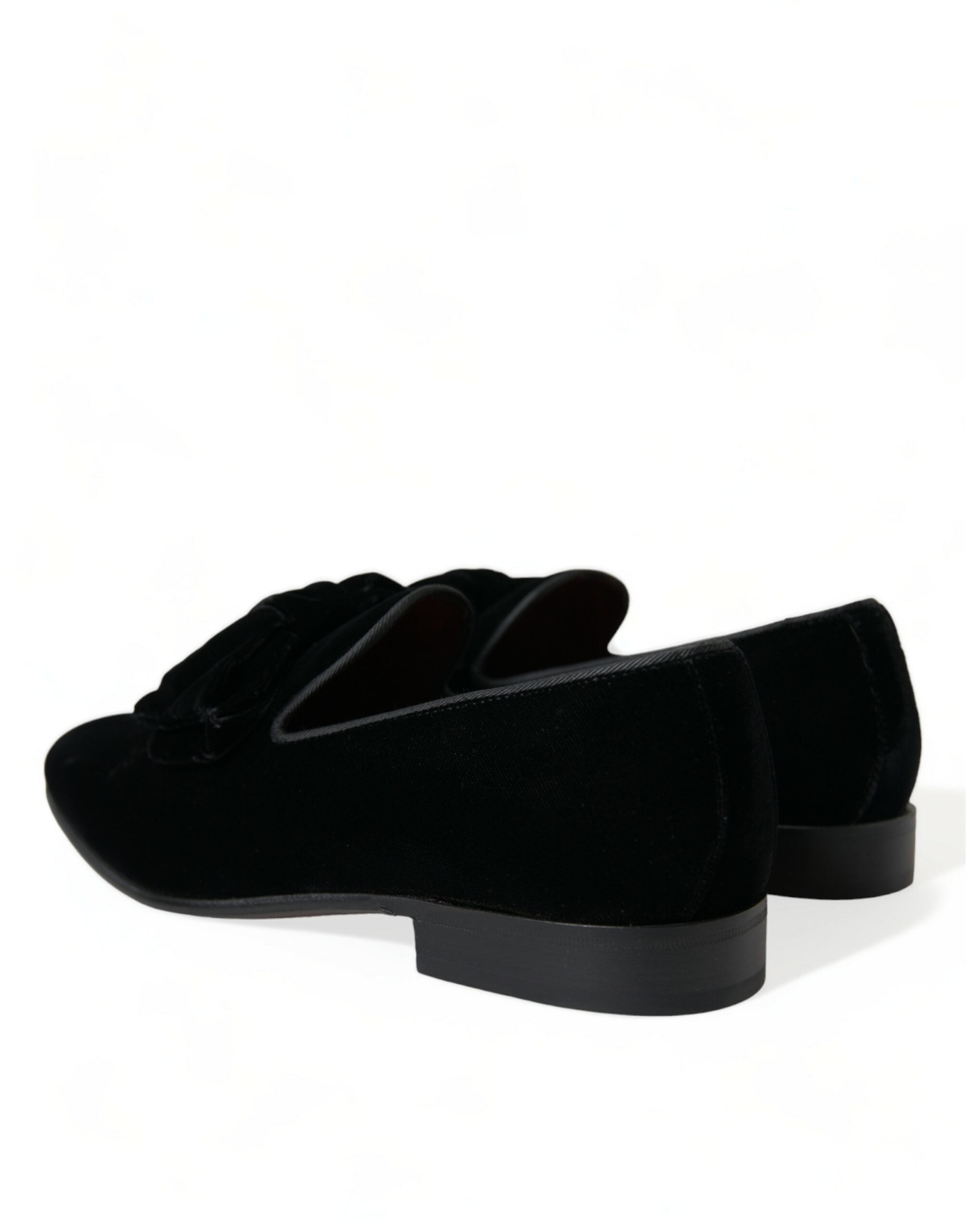 Chaussures habillées en velours noir Dolce & Gabbana, mocassins formels pour hommes élégants.