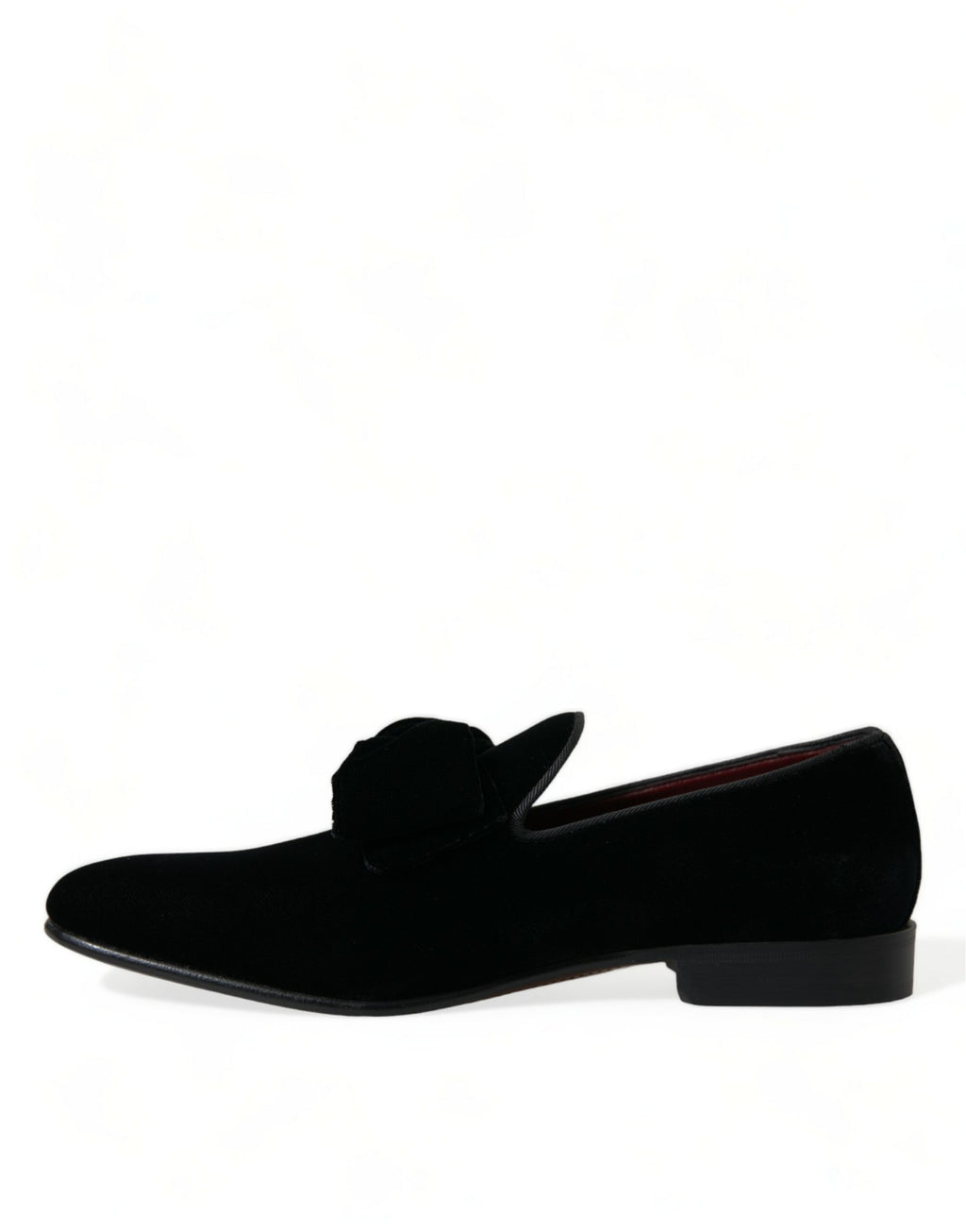 Chaussures Dolce & Gabbana en velours noir, loafers formels pour homme, élégantes et sophistiquées, vues de face.