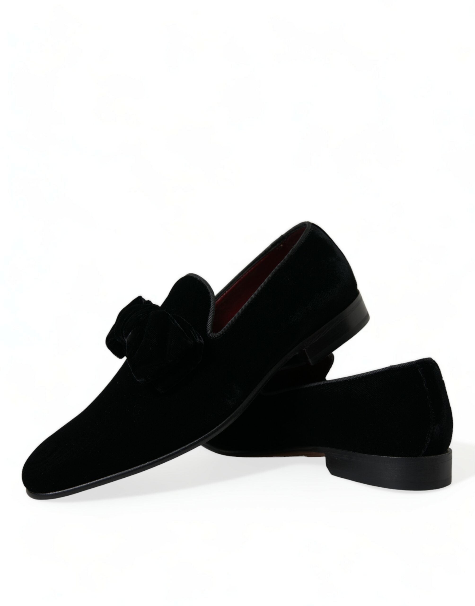 Chaussures formelles en velours noir Dolce & Gabbana, mocassins élégants pour homme.