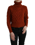 Pull en laine marron Dolce & Gabbana à col roulé, pull-over chaud et élégant avec motif tricoté.