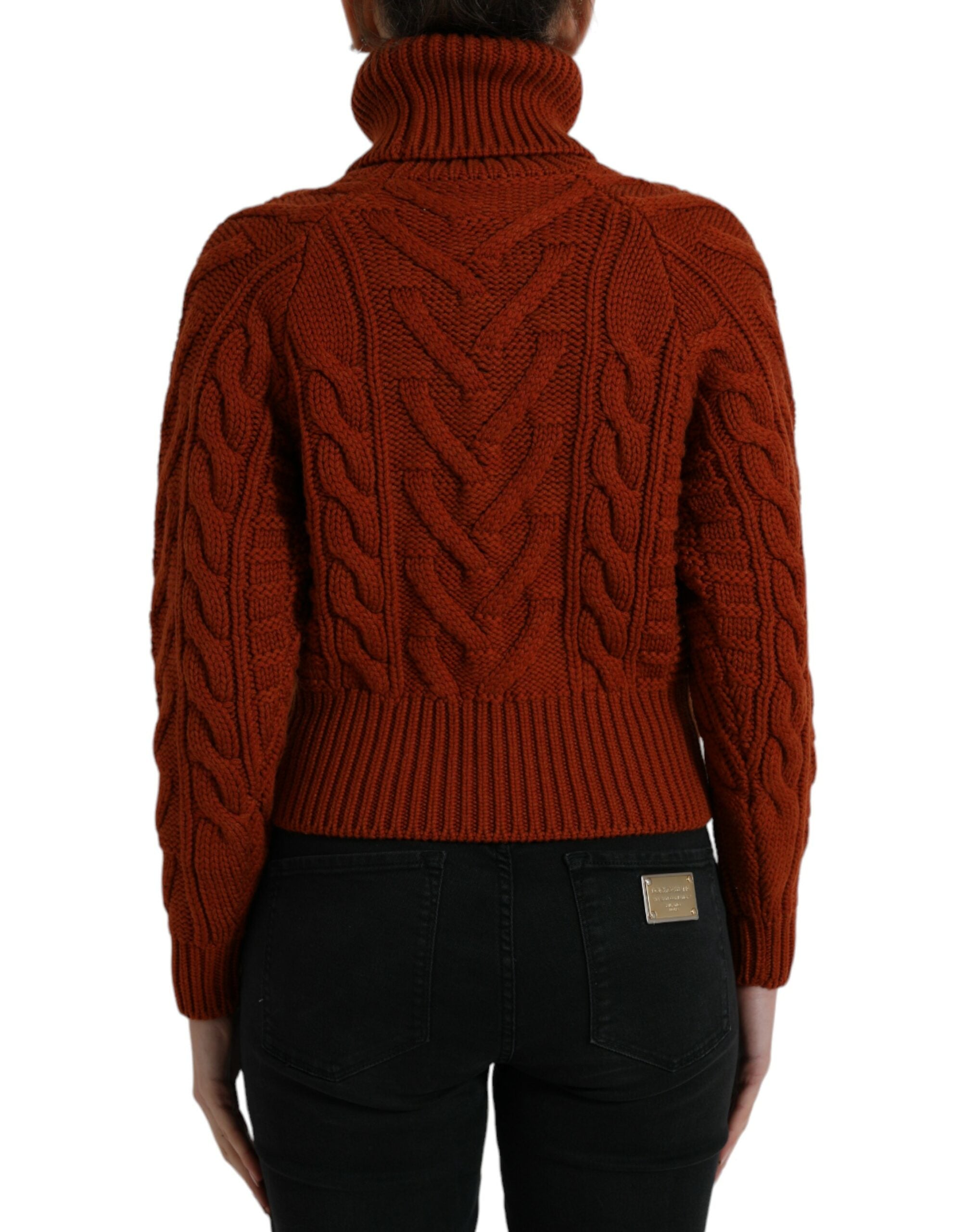 Pull à col roulé en laine marron Dolce & Gabbana, pull-over chaud et élégant pour homme ou femme.