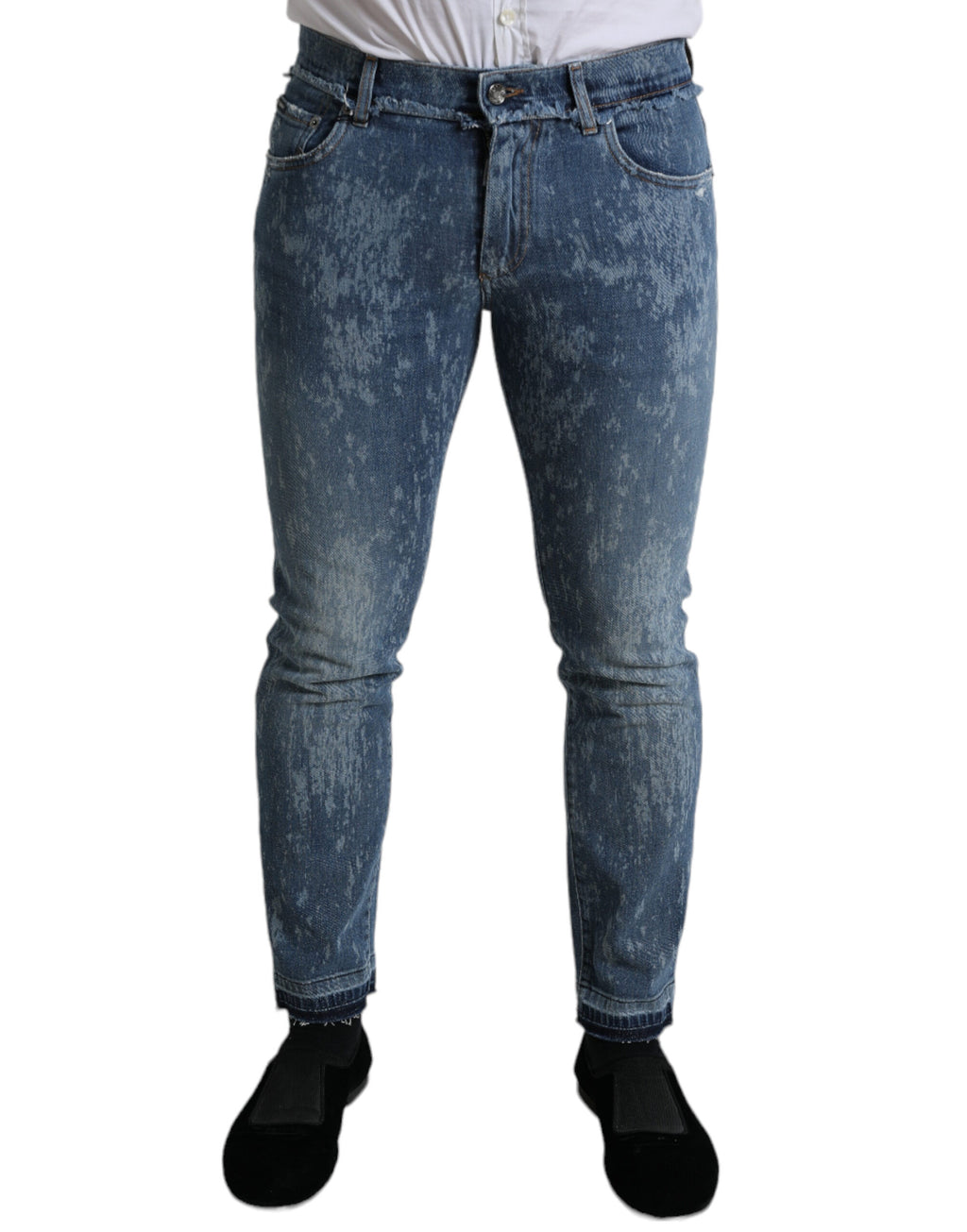Jeans skinny en denim stretch bleu délavé de Dolce & Gabbana, en coton, visibles sur l'image 4362403.