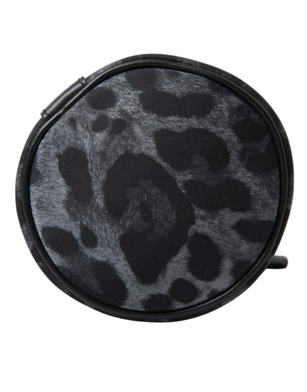 Sac à bouteille Dolce & Gabbana noir à motif léopard rond et fin, sac tote élégant avec cage pour bouteille.