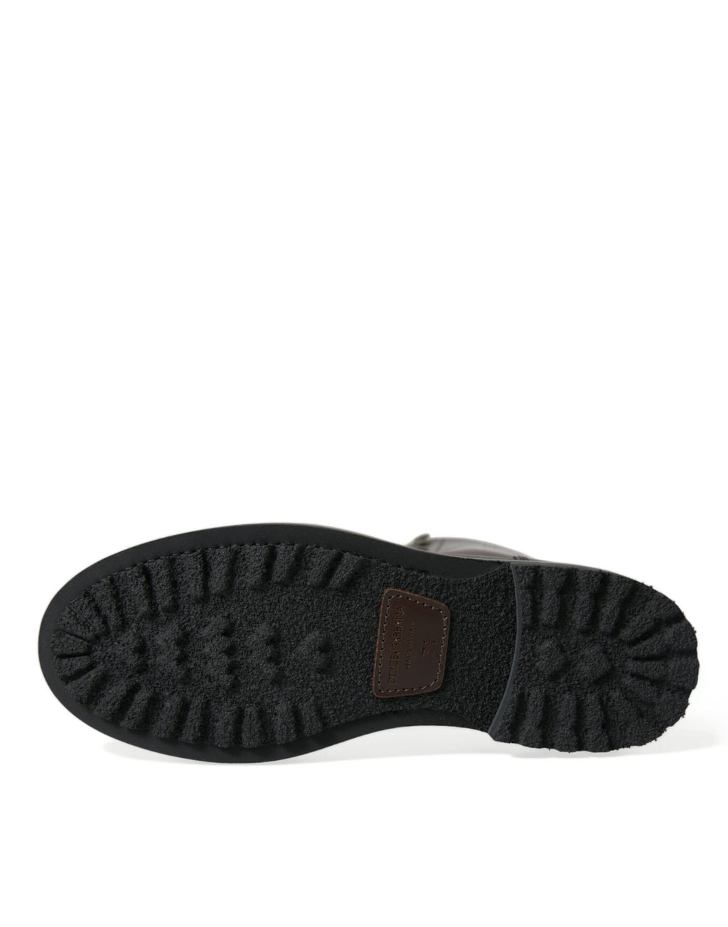 Chaussures de combat en cuir noir Dolce & Gabbana, bottines militaires élégantes avec semelle robuste et détails modernes.