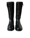 Bottes de pluie noires en caoutchouc et suède Dolce & Gabbana Chioggia, style élégant et imperméable.