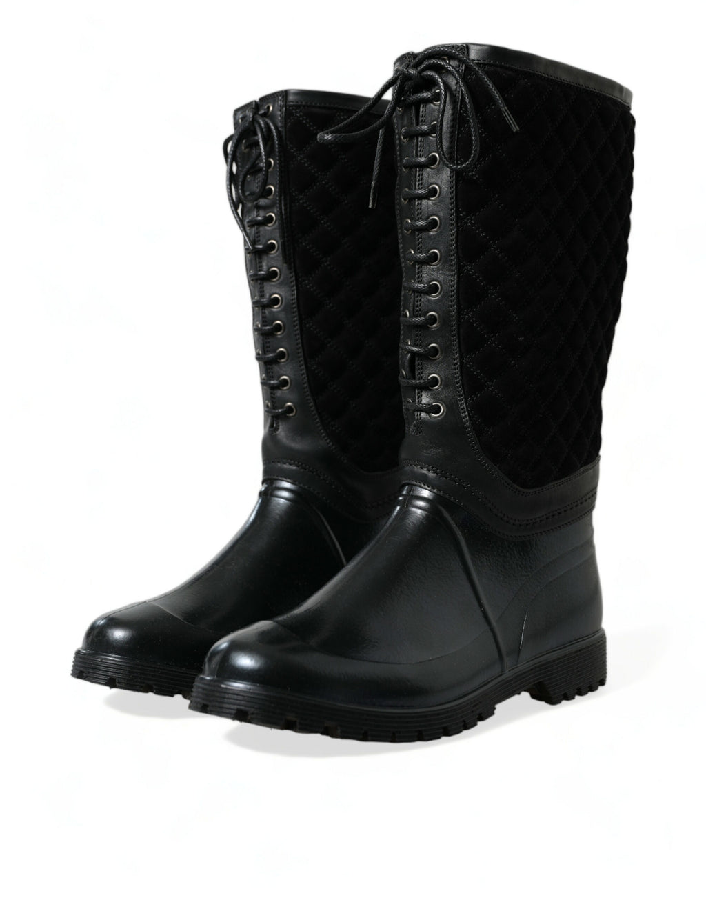 Bottes de pluie en caoutchouc et suède noir Dolce & Gabbana Chioggia, chaussures résistantes et élégantes pour la pluie