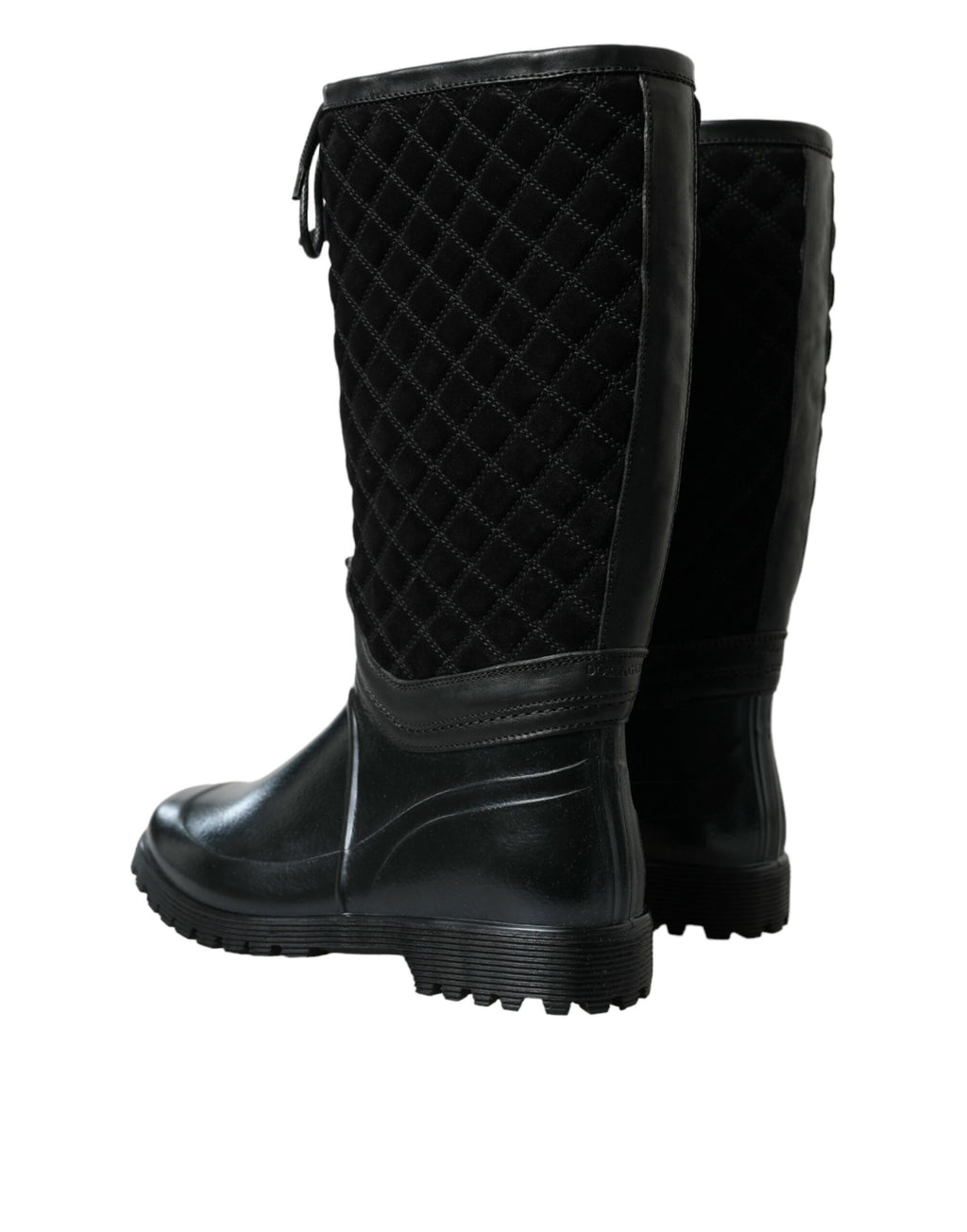 Bottes de pluie en caoutchouc et suède noir Dolce & Gabbana Chioggia, chaussures résistantes à l'eau et style élégant
