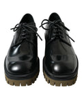 Chaussures Derby en cuir noir Dolce & Gabbana pour hommes avec laçage, élégantes et sophistiquées.
