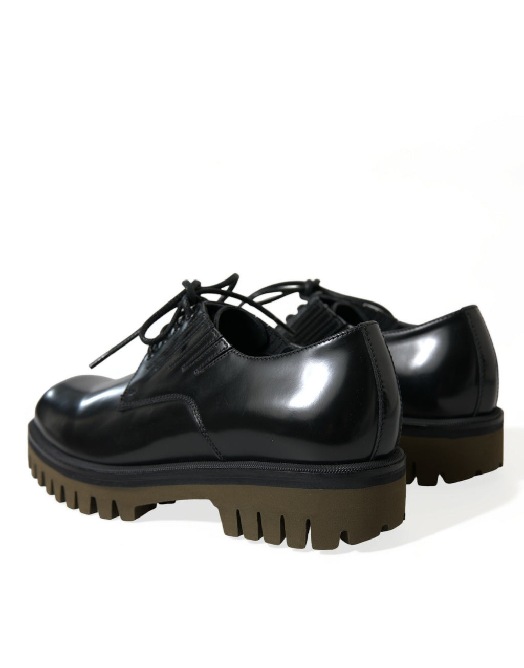 Chaussures derby pour homme en cuir noir Dolce & Gabbana avec lacets, chaussures élégantes et sophistiquées.