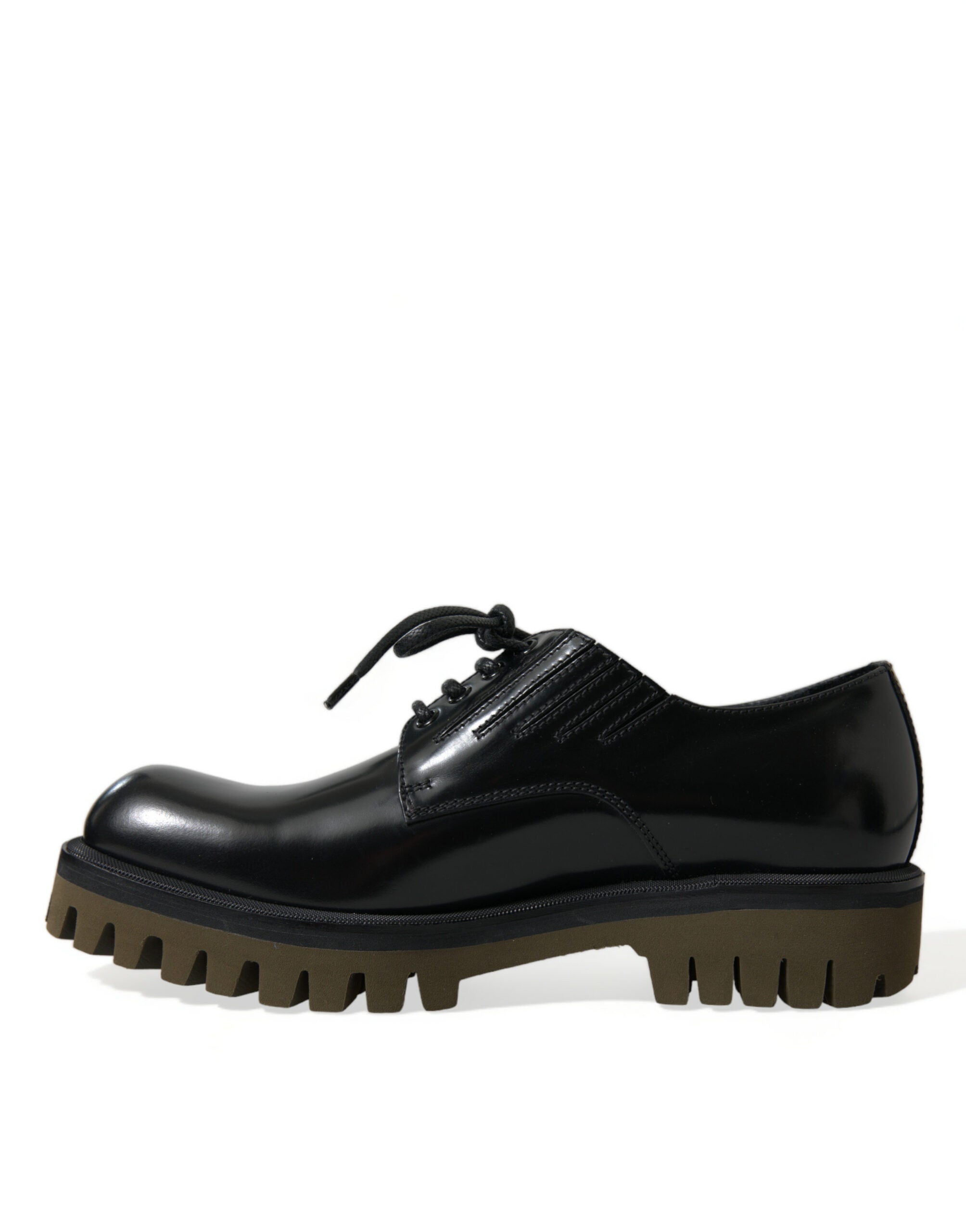Chaussures de ville en cuir noir Dolce & Gabbana, derby à lacets pour homme, élégantes et sophistiquées.
