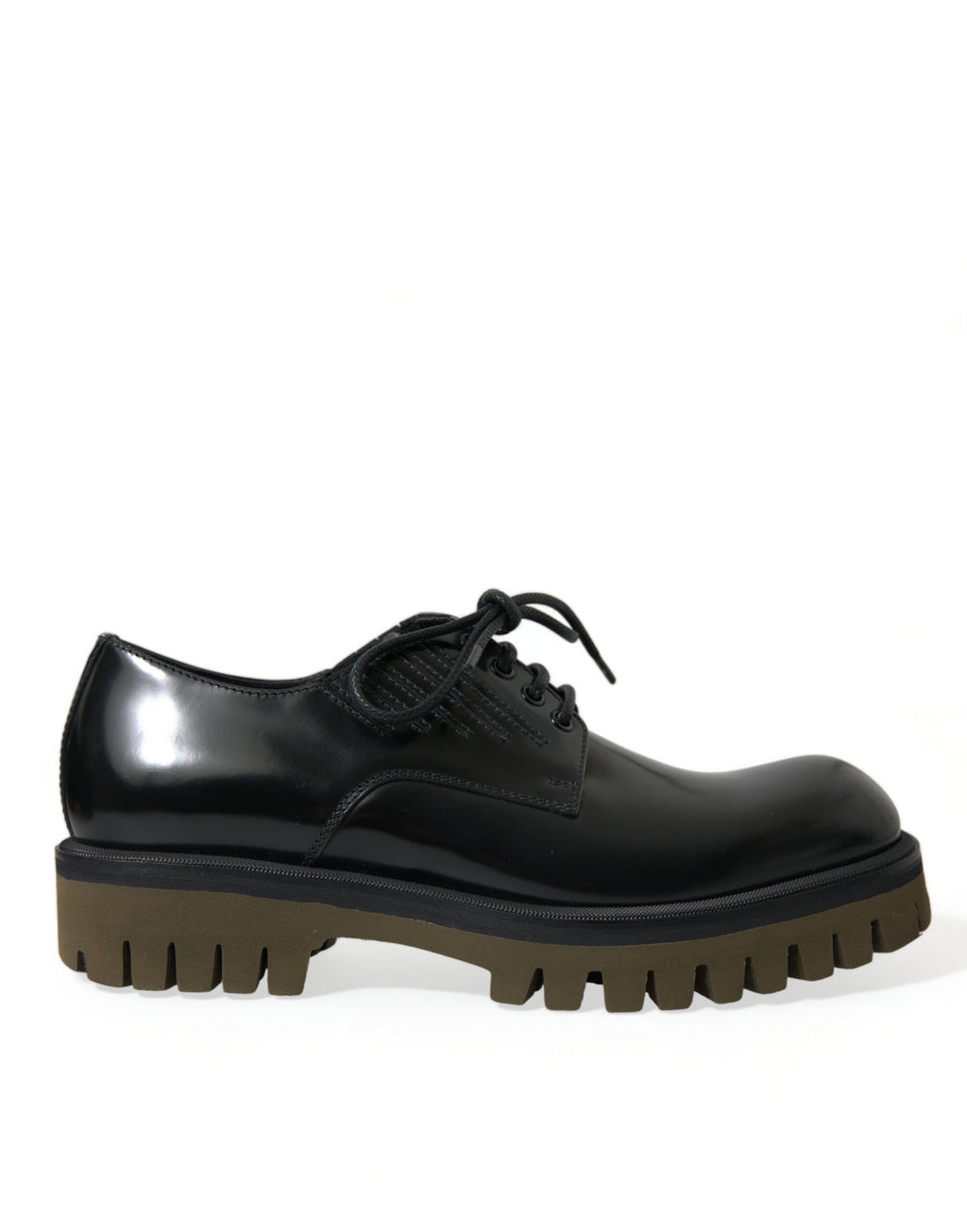 Chaussures derby en cuir noir Dolce & Gabbana pour homme avec lacets, élégantes et sophistiquées.