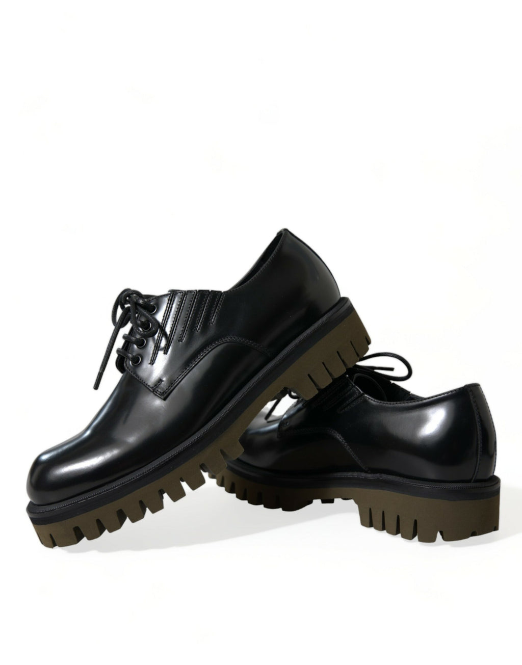 Chaussures Derby pour homme en cuir noir Dolce & Gabbana avec lacets, chaussures élégantes pour occasion formelle.