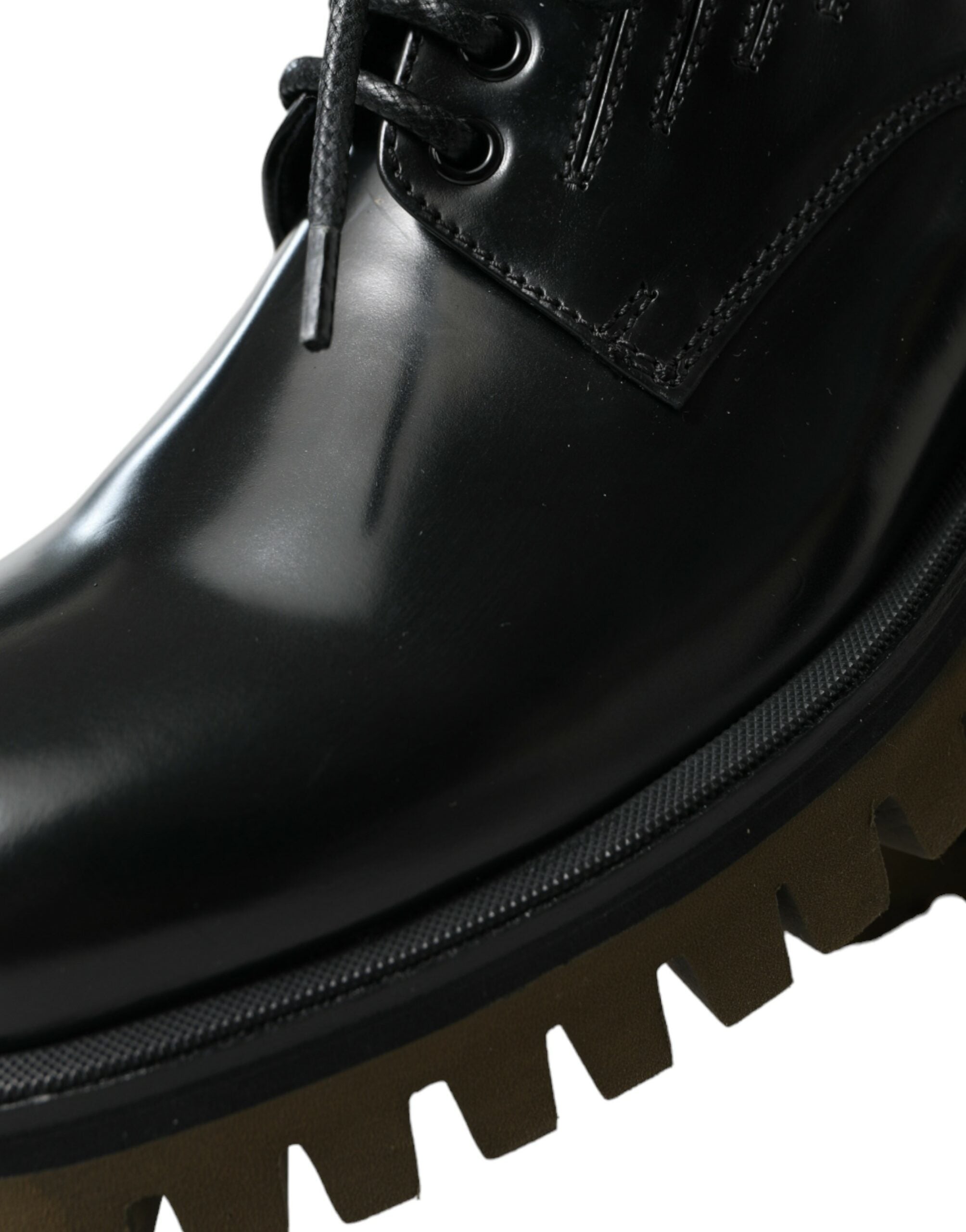Chaussures Derby en cuir noir Dolce & Gabbana pour homme avec laçage, élégantes et sophistiquées.