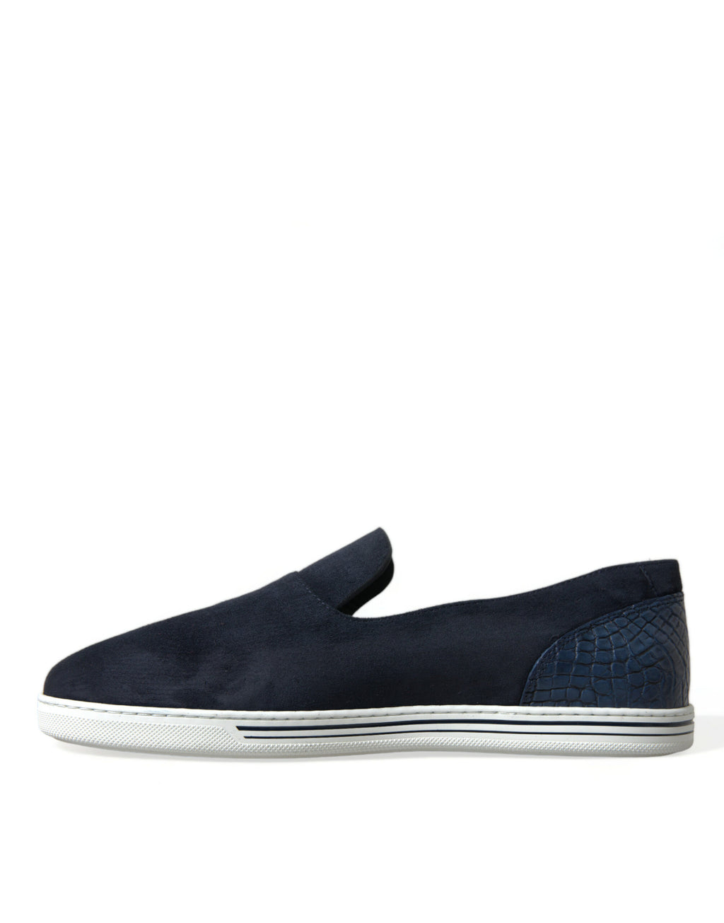 Chaussures Dolce & Gabbana Saint Tropez en daim bleu et caïman, loafers élégants pour homme.