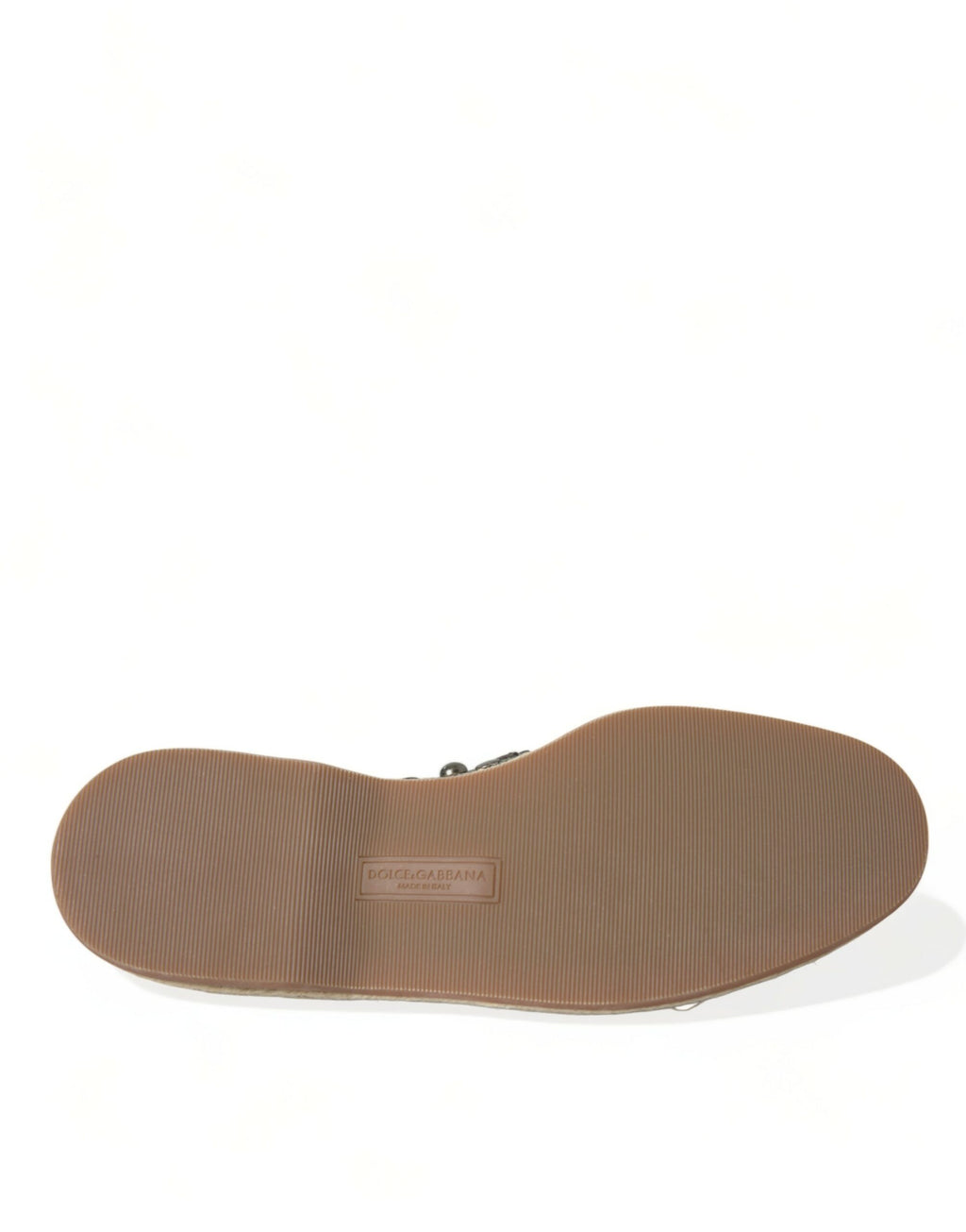 Chaussures mocassins en lin gris Dolce & Gabbana avec détails en cuir et clous, élégantes et sophistiquées.