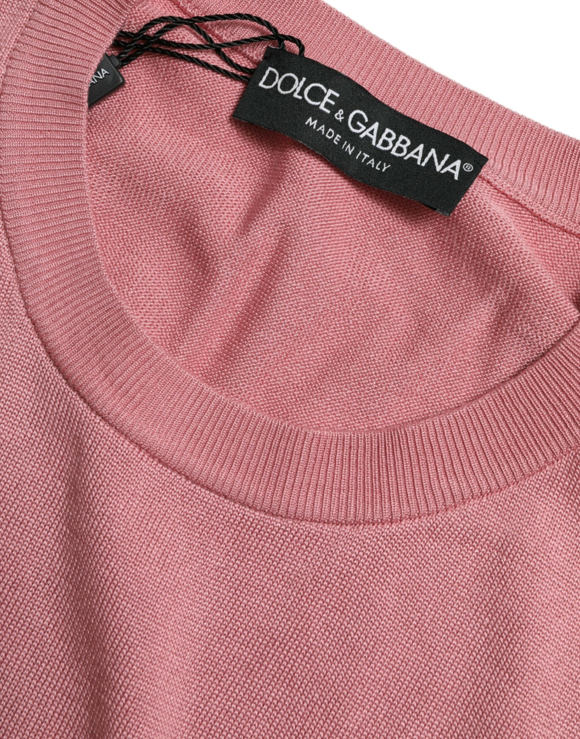 Débardeur court sans manches rose Dolce & Gabbana avec col rond, style décontracté et moderne.