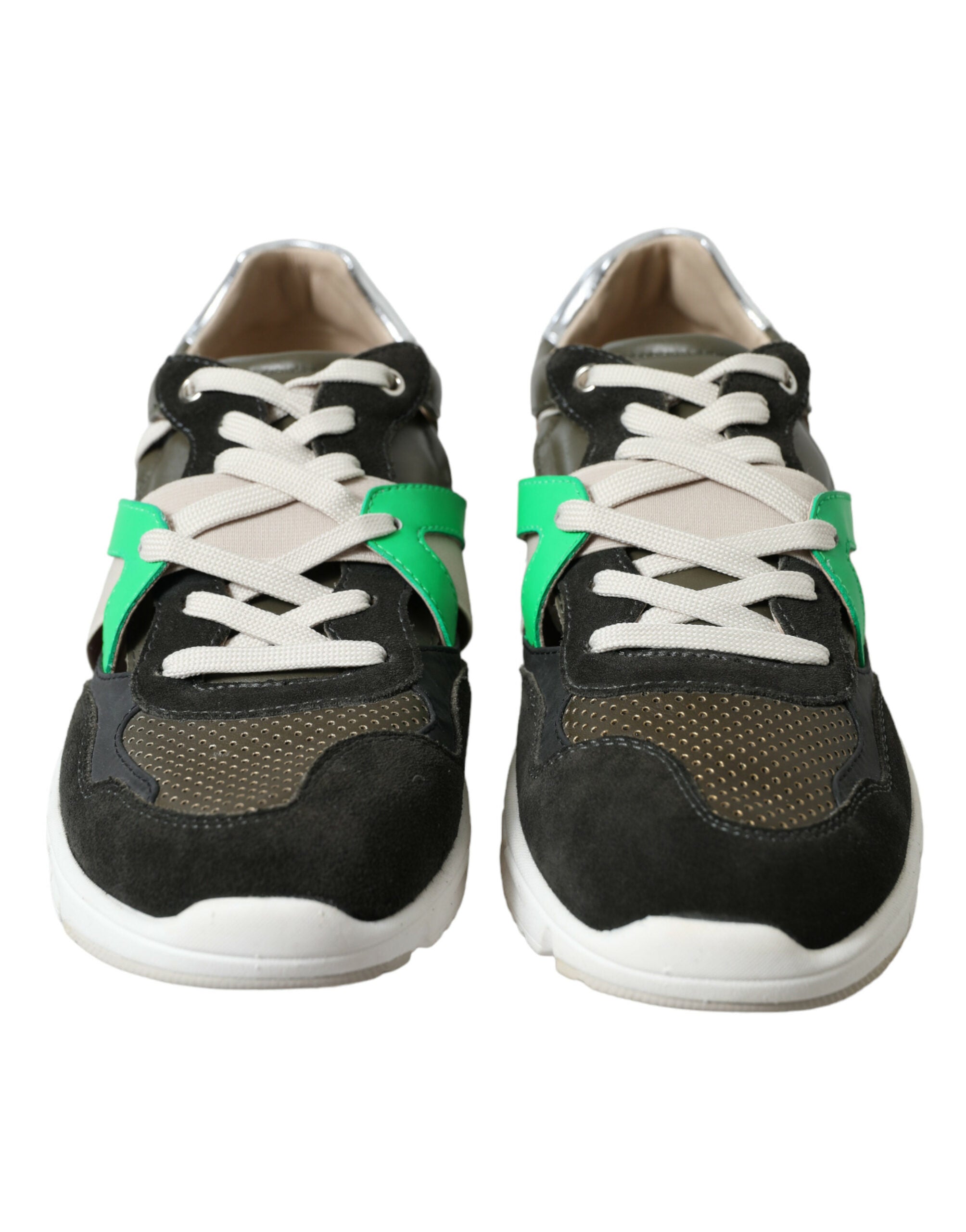 Chaussures Dolce & Gabbana sneakers basses en cuir et daim multicolores, style décontracté et tendance.