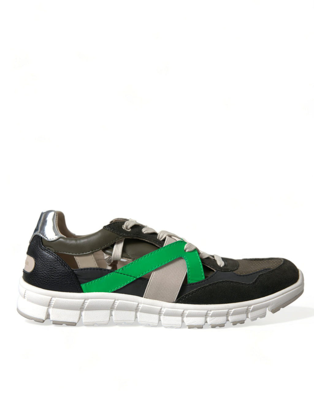 Chaussures sneakers basses en cuir et daim multicolores Dolce & Gabbana, style moderne et coloré.