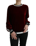 Pull Dolce & Gabbana en velours bordeaux à col rond, pull-over élégant et confortable pour femmes.