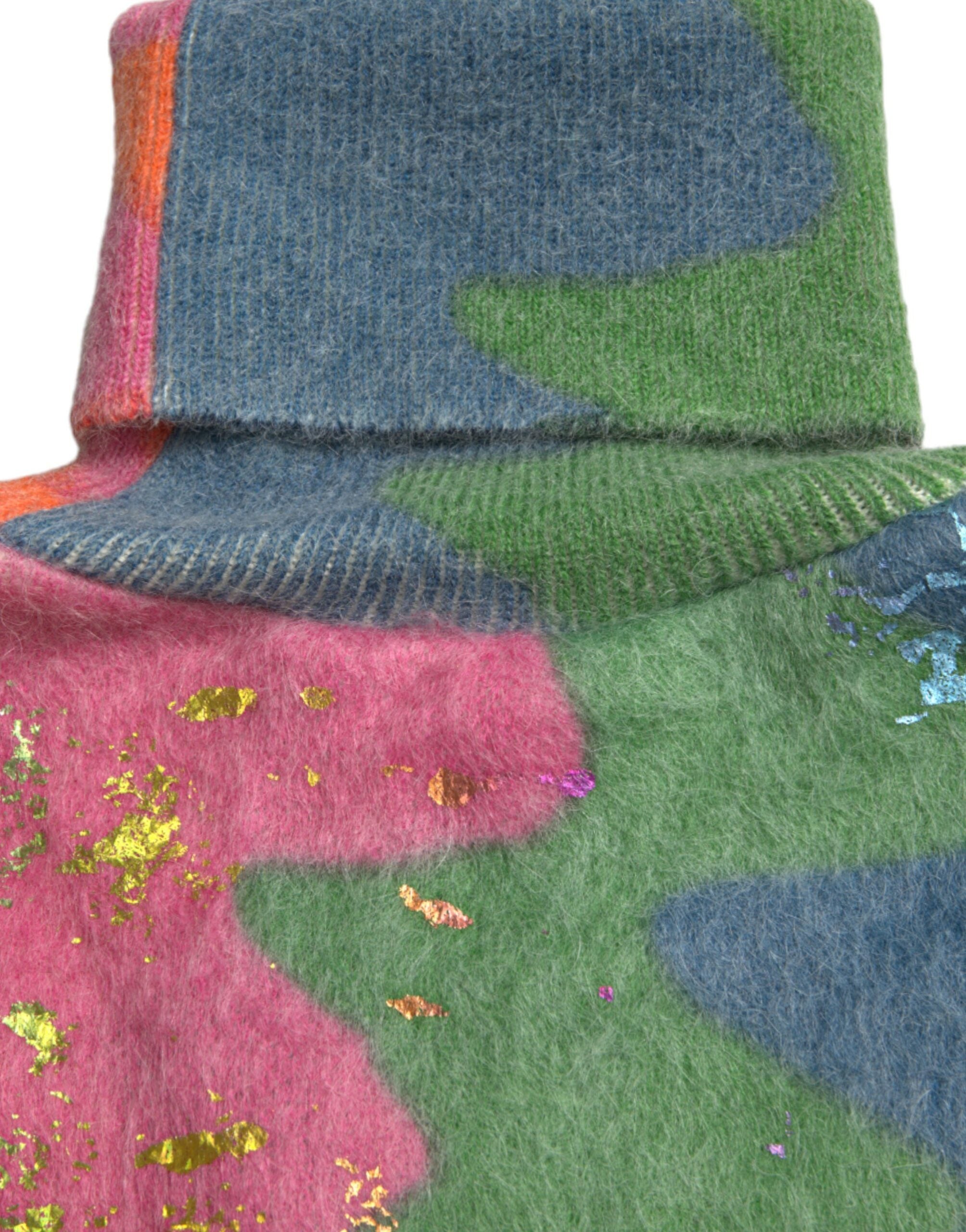 Pull à col roulé en mohair multicolore Dolce & Gabbana, pull-over doux avec motifs colorés, style élégant et confortable.