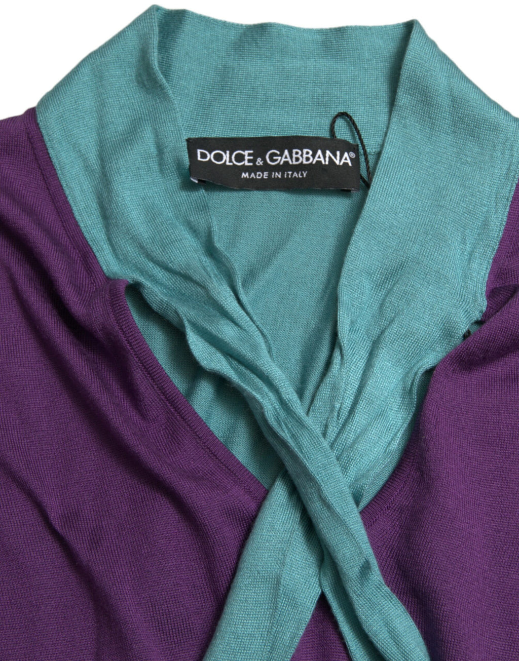 Pull Dolce & Gabbana multicolore avec nœud de fixation, sweat-shirt en maille élégant et coloré, mode chic pour femmes.