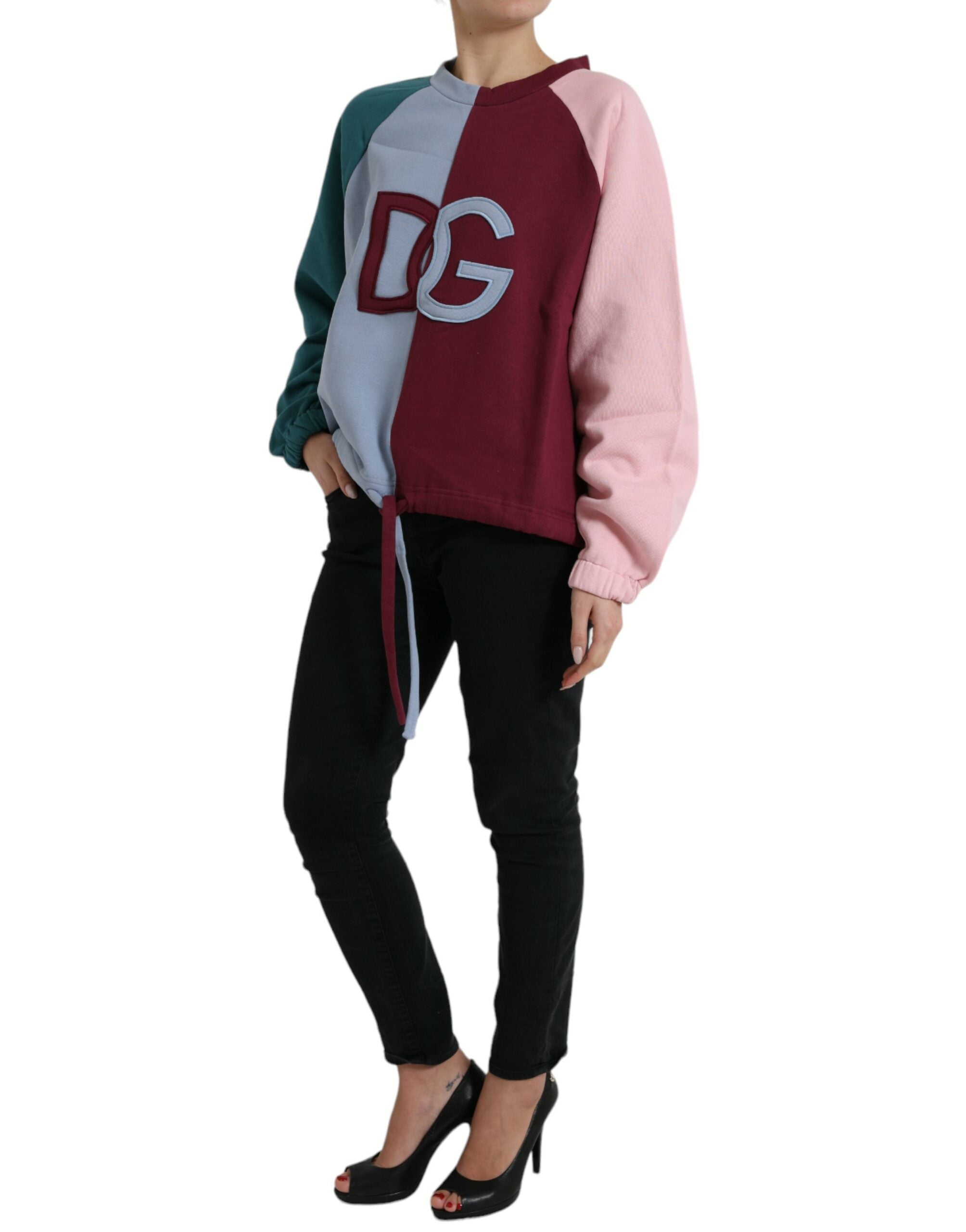 Pull-over en coton multicolore de Dolce & Gabbana, pull à col rond avec motif coloré, élégant et confortable.
