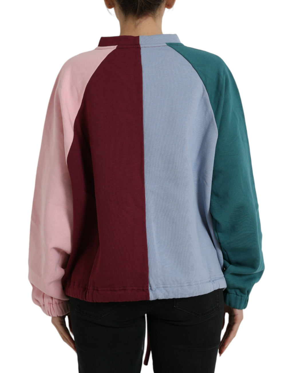 Pull-over Dolce & Gabbana en coton multicolore avec col rond, style décontracté et élégant.