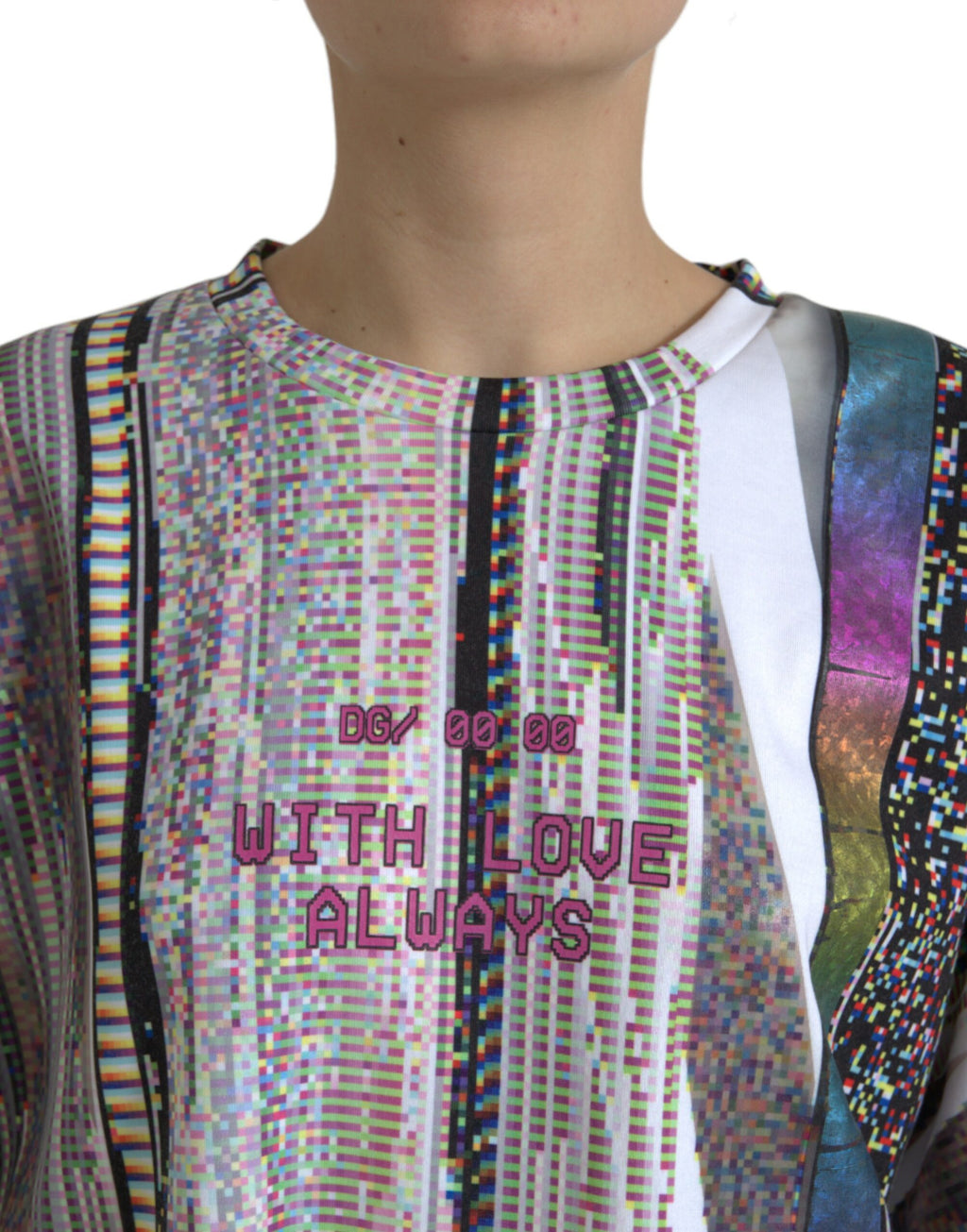 T-shirt Dolce & Gabbana multicolore avec impression "With Love Always" sur le devant, tissu léger et coupe classique.