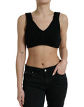 Top bustier noir en cachemire cropped de Dolce & Gabbana, avec col en V, parfait pour un look élégant et sophistiqué.
