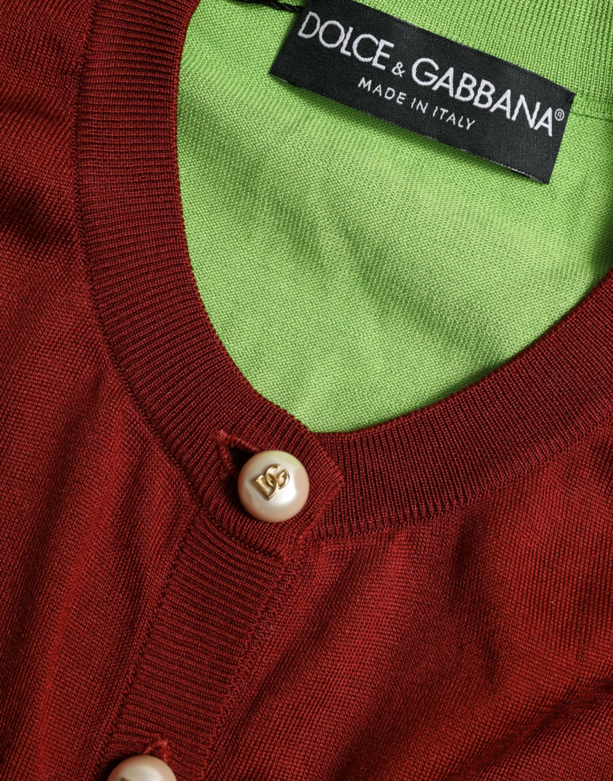 Pull en coton mélangé Dolce & Gabbana à col rond, multicolore, en soie, avec motifs colorés et finition élégante.