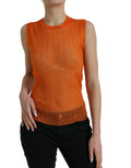 Haut débardeur transparent à col rond orange de Dolce & Gabbana, en tissu léger et élégant.