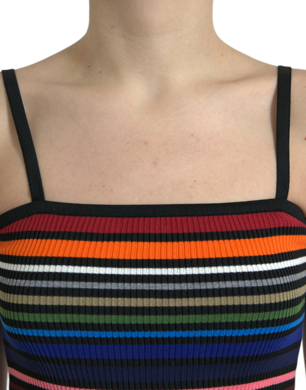 Débardeur à rayures multicolores avec bretelles spaghetti de Dolce & Gabbana, tissu léger et style tendance.