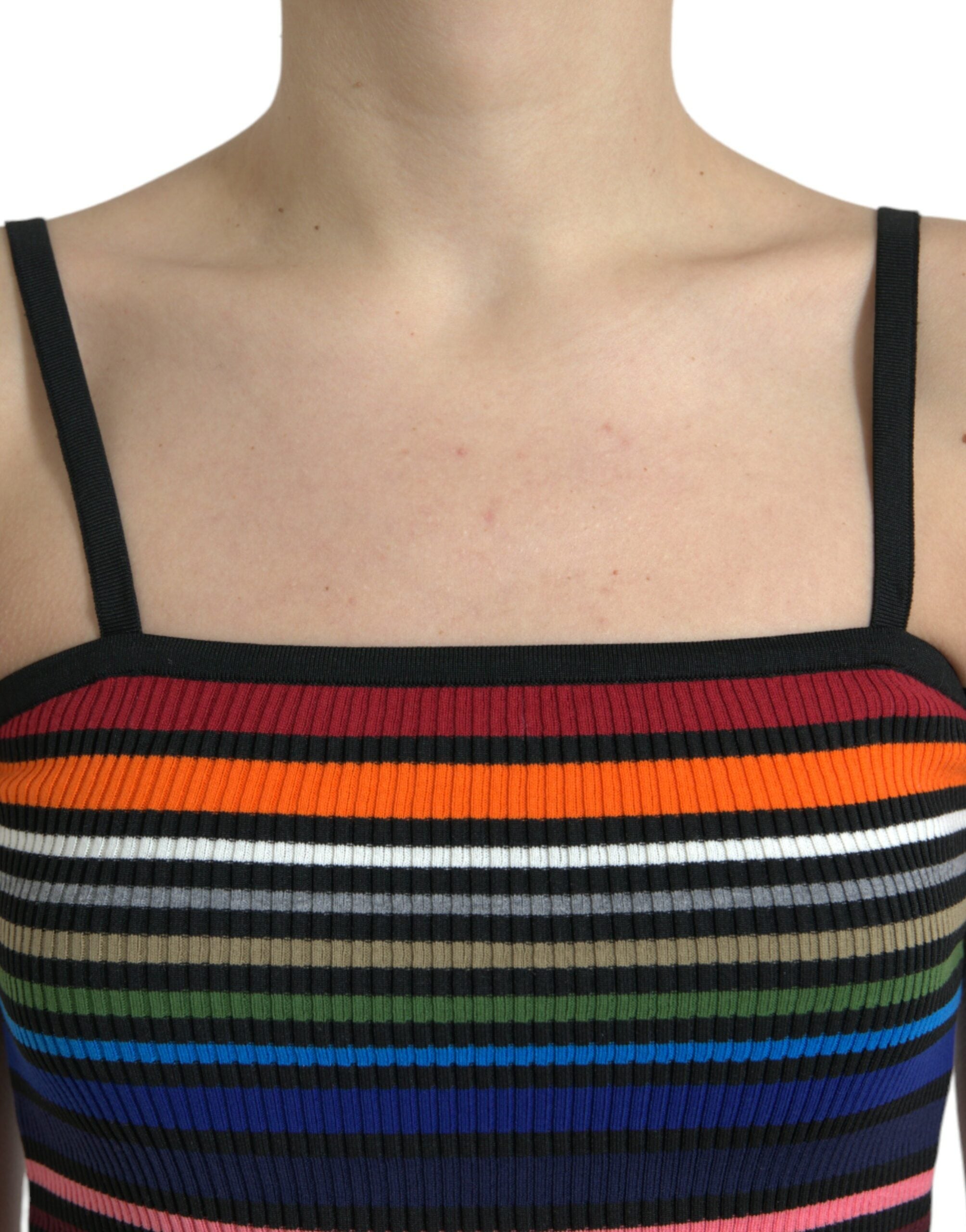 Débardeur à rayures multicolores avec bretelles spaghetti de Dolce & Gabbana, tissu léger et style tendance.