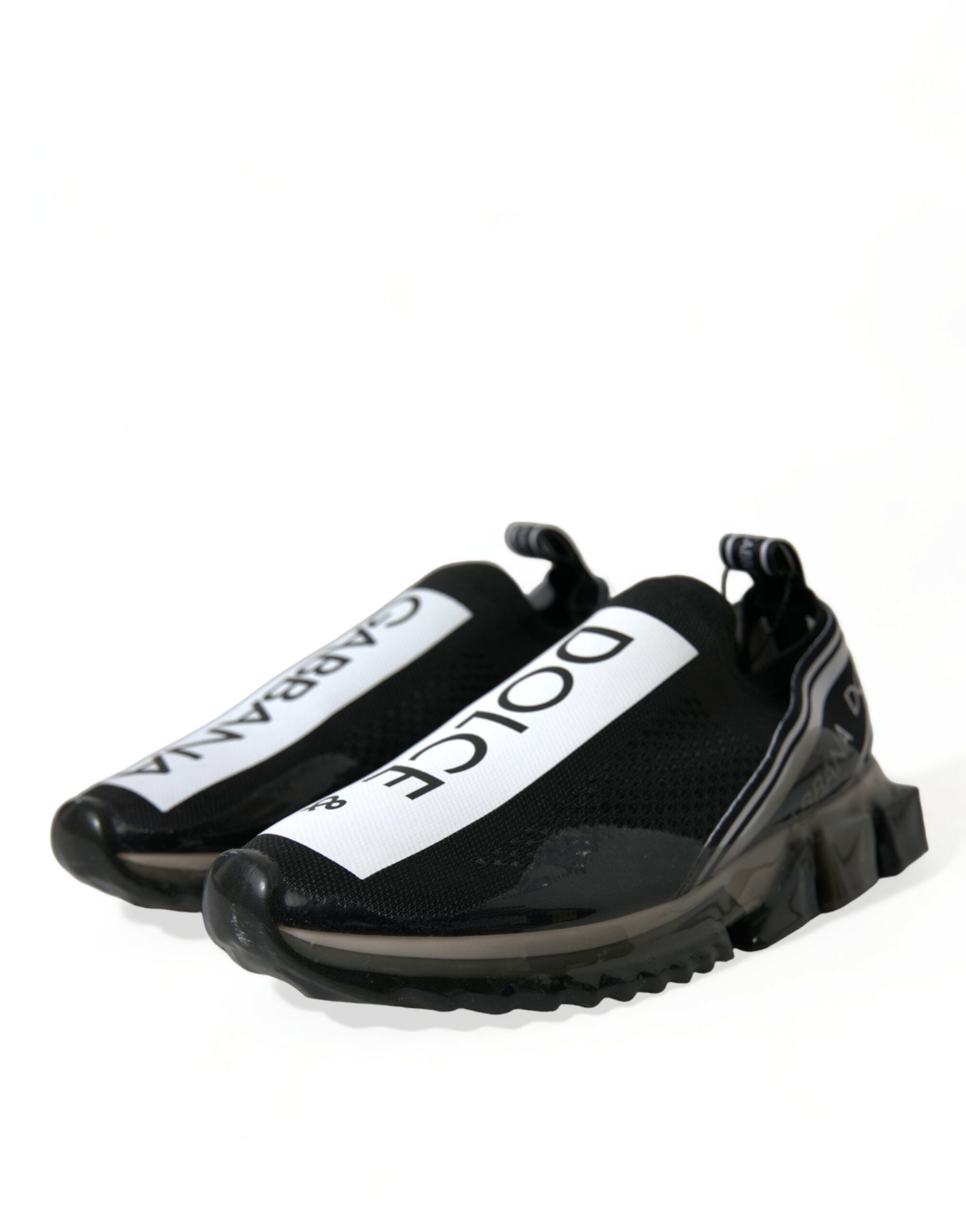 Chaussures slip-on Dolce & Gabbana Sorrento en noir et blanc, baskets élégantes pour homme avec design moderne.