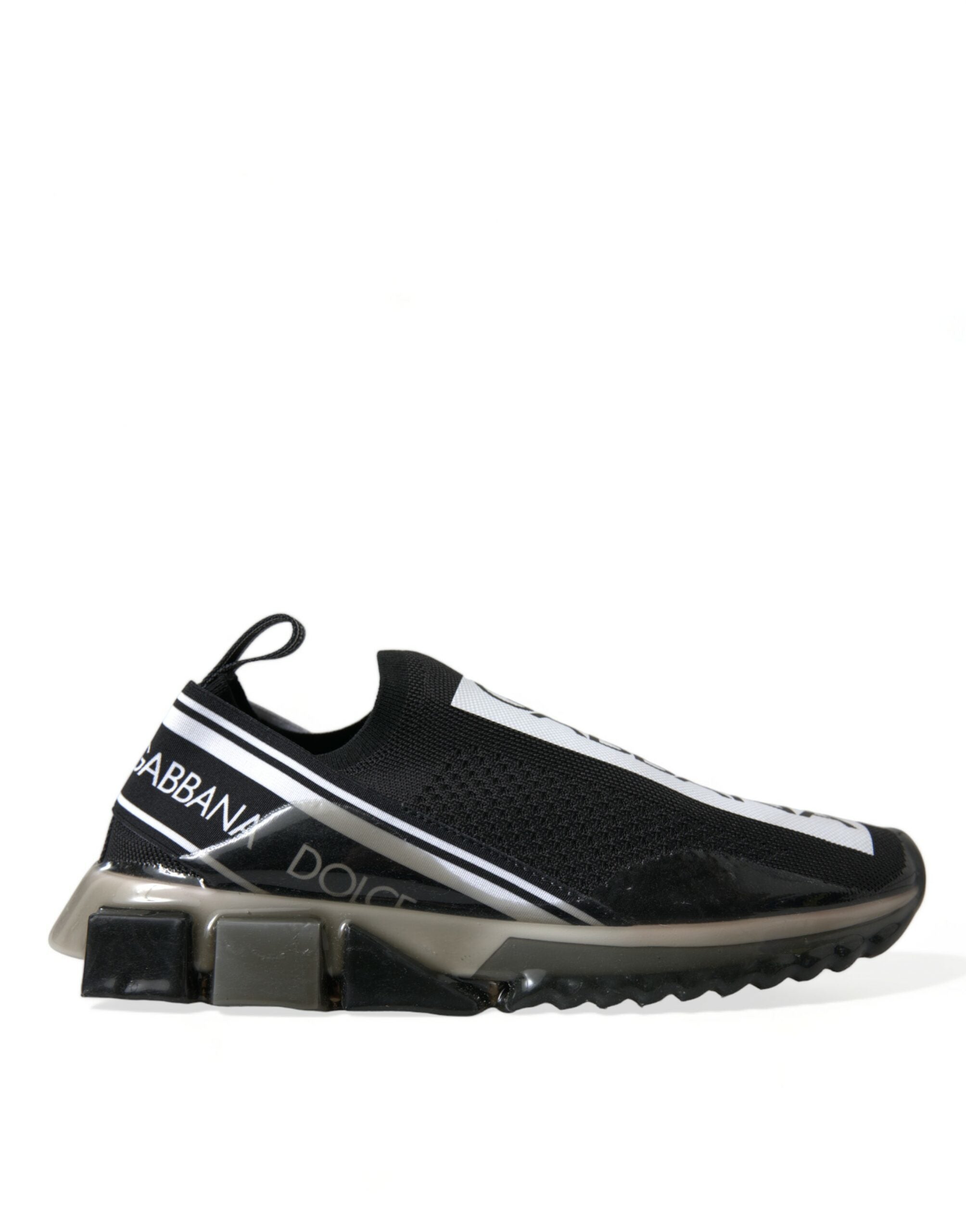 Chaussures Dolce & Gabbana Sorrento en slip-on noires et blanches, baskets élégantes et confortables pour homme.