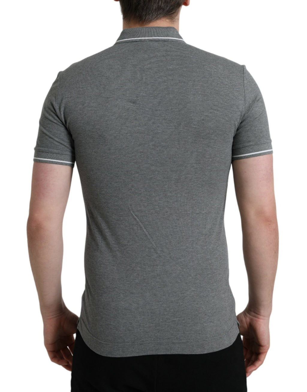T-shirt à col avec manches courtes gris de Dolce & Gabbana, coupe classique et détails de style élégant.