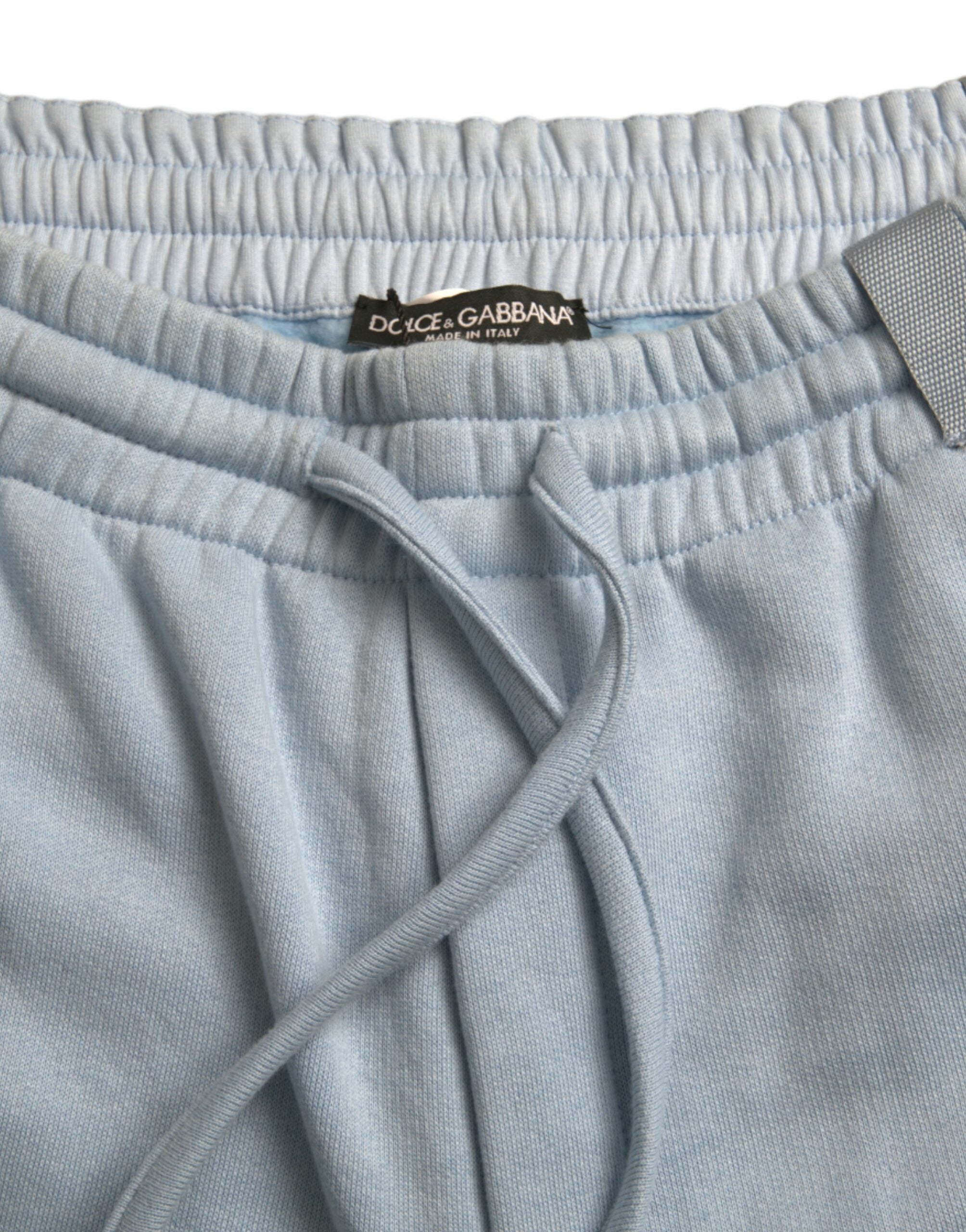 Pantalons joggers en coton Light Blue de Dolce & Gabbana pour homme, style décontracté et confortable.