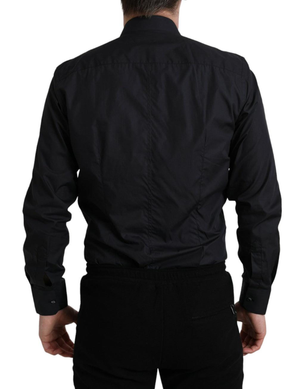 Chemise formelle en coton bleu marine de Dolce & Gabbana, à col, pour homme, détails élégants et tissu de haute qualité.