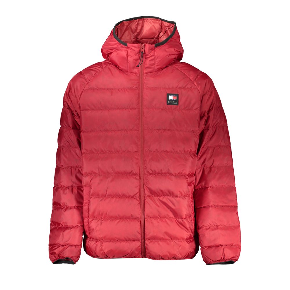 Veste en polyester rouge Tommy Hilfiger avec coupe décontractée et détails de marque visibles sur le devant.