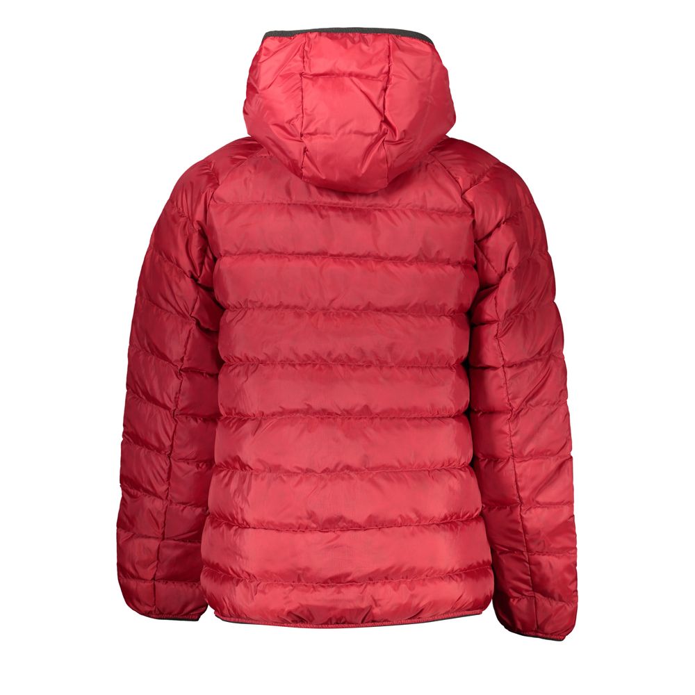 Veste en polyester rouge Tommy Hilfiger avec zip, col montant et logo sur la poitrine, pour un style décontracté et élégant.