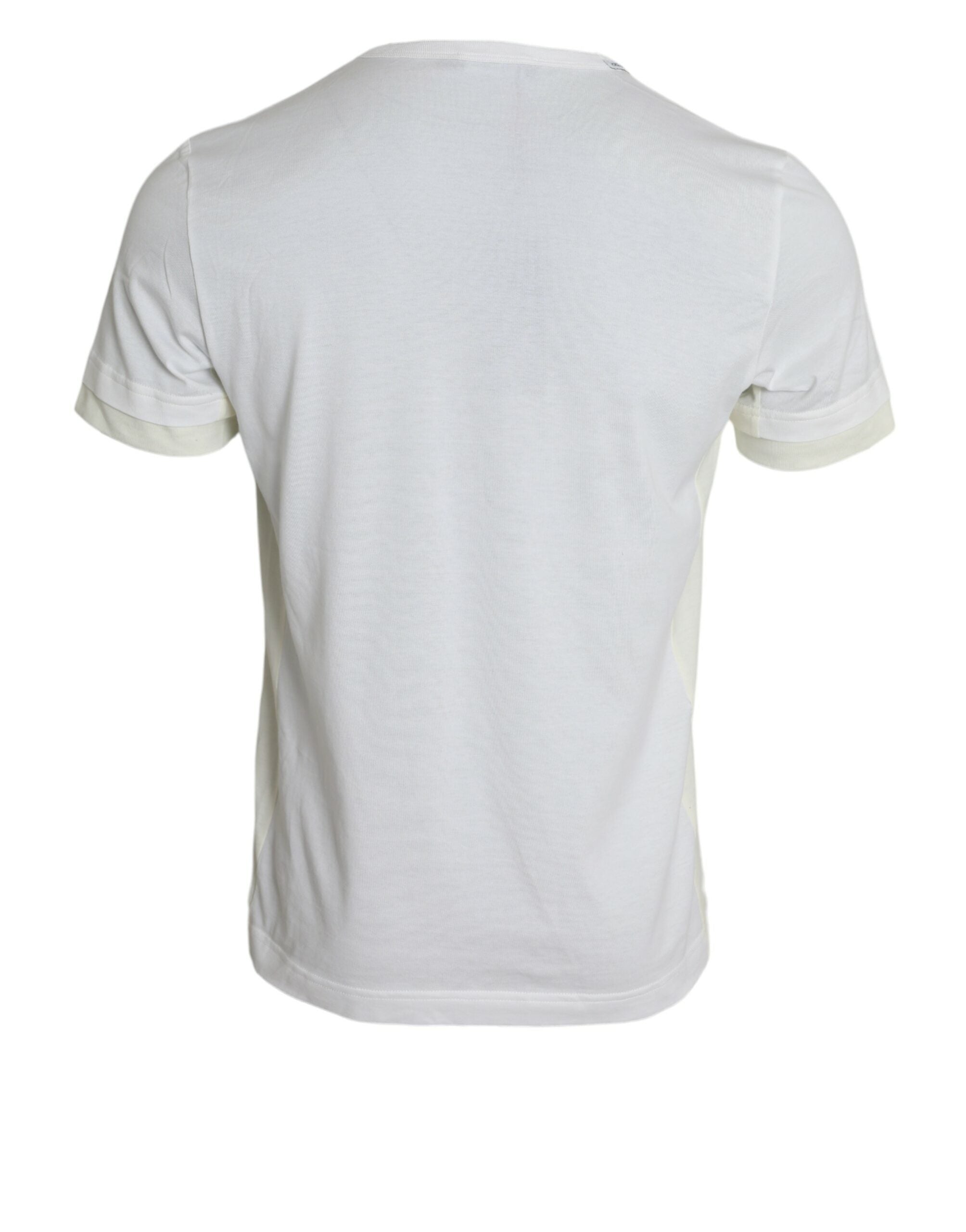 T-shirt blanc en coton Dolce & Gabbana à manches courtes avec poche, vue de face.