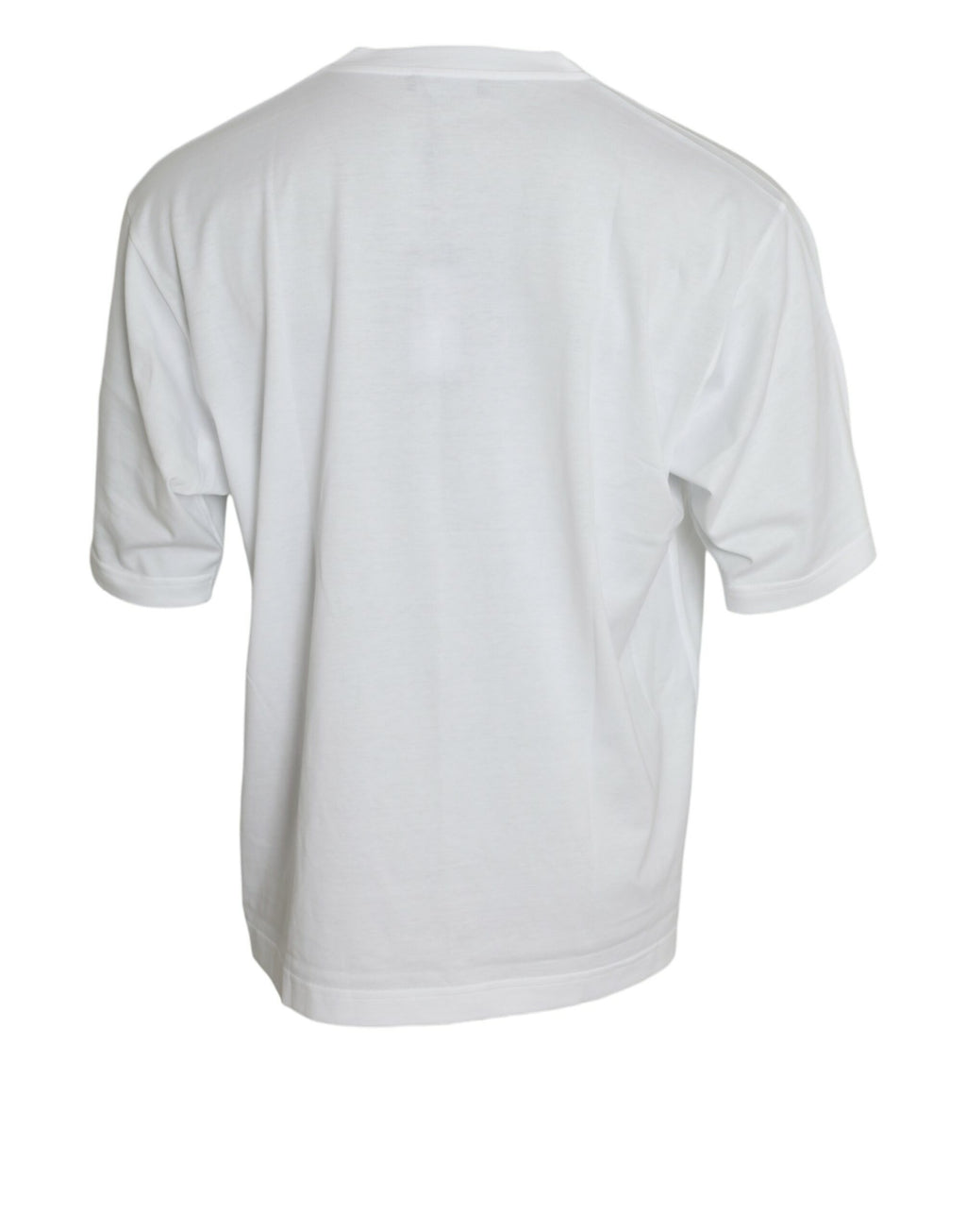 T-shirt blanc à manches courtes et col rond de Dolce & Gabbana en coton, vue de face.