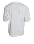 T-shirt blanc à manches courtes et col rond de Dolce & Gabbana en coton, vue de face.