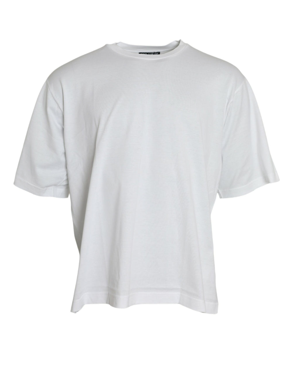 T-shirt blanc en coton à manches courtes et col ras du cou de Dolce & Gabbana, vue de face.