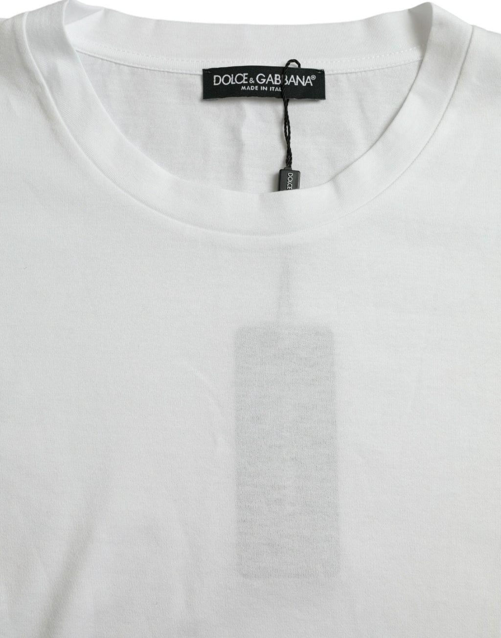 T-shirt blanc à manches courtes et col rond Dolce & Gabbana en coton, vue de face.