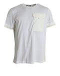 T-shirt blanc en coton Dolce & Gabbana à manches courtes avec poche visible sur le devant.